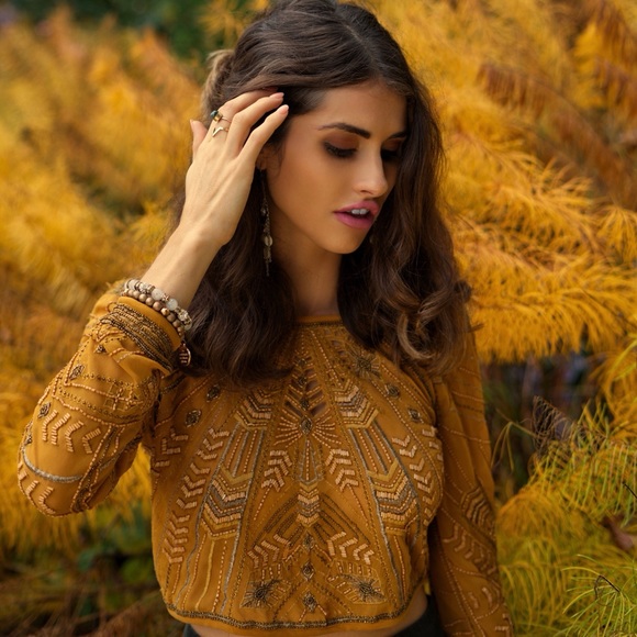 Zara Tops - Beaded long sleeve top